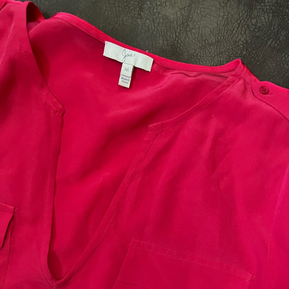 Joie Marlo Button Tab Silk Blouse M - Picture 3 of 6